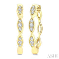 1/6 Ctw Marquise Shape Carving Round Cut Diamond Fashion Hoop Earrings in 10K Yellow Gold