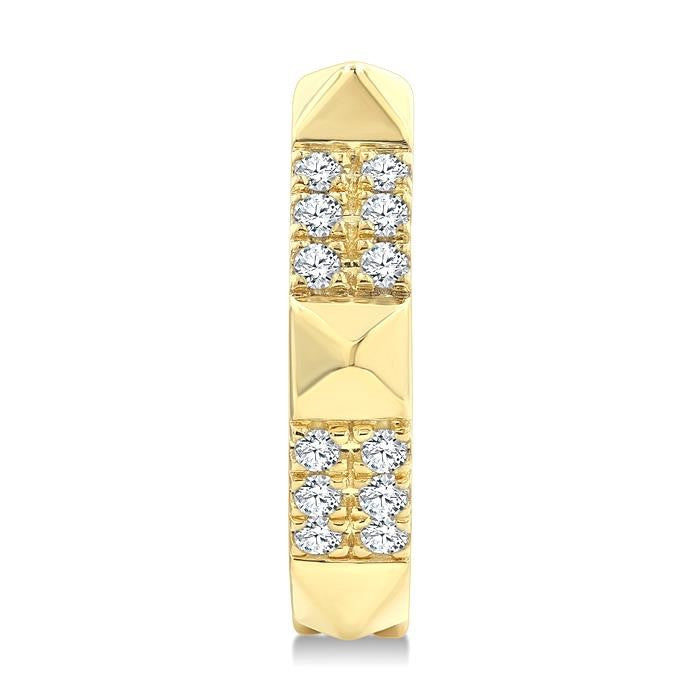 1/4 Ctw Round Cut Diamond Pyramid Huggie Earrings in 10K Yellow Gold