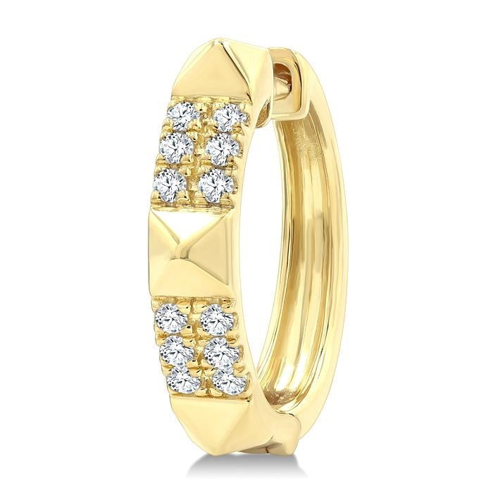 1/4 Ctw Round Cut Diamond Pyramid Huggie Earrings in 10K Yellow Gold