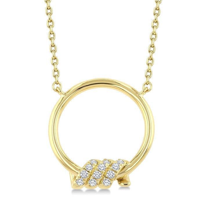 1/10 Ctw Round Cut Diamond Twine Fashion Pendant With Chain in 10K Yellow Gold