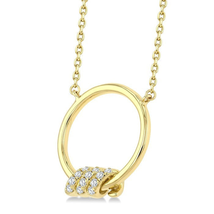1/10 Ctw Round Cut Diamond Twine Fashion Pendant With Chain in 10K Yellow Gold