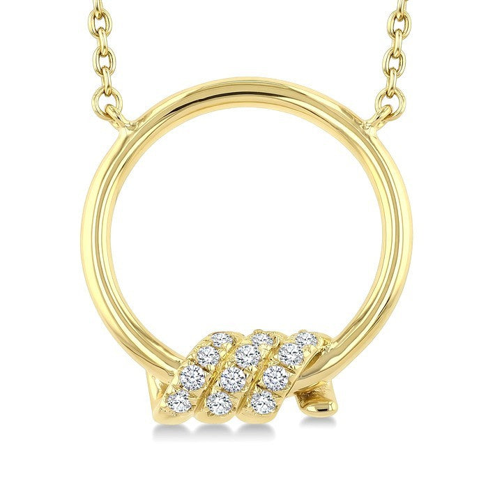 1/10 Ctw Round Cut Diamond Twine Fashion Pendant With Chain in 10K Yellow Gold