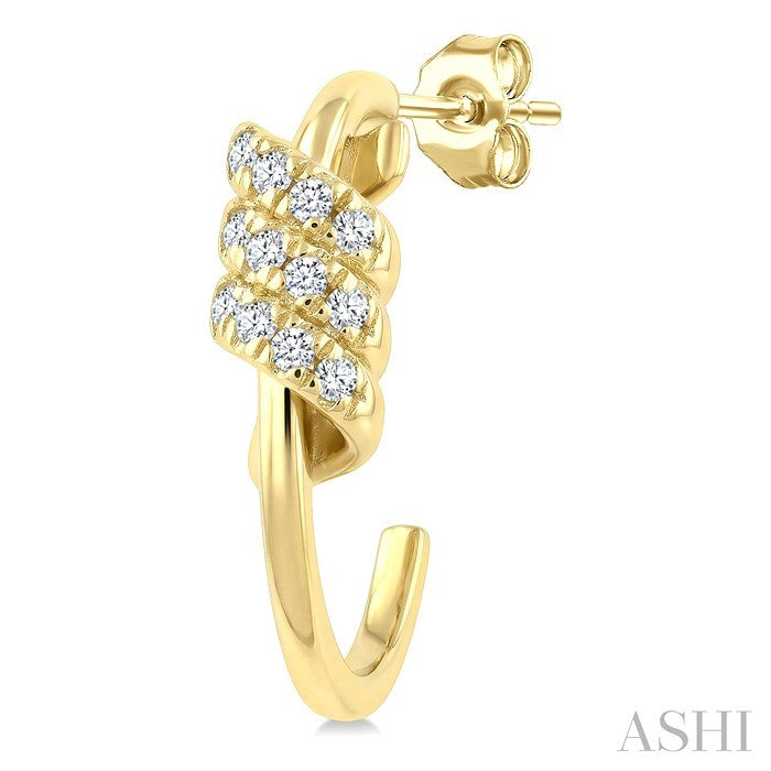 1/6 Ctw Round Cut Diamond Twine Fashion Half Hoop Earrings in 10K Yellow Gold