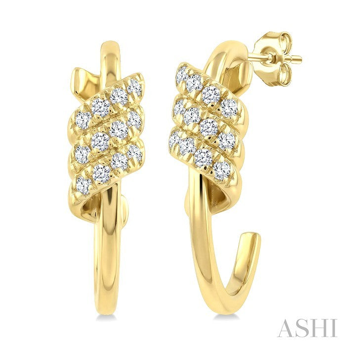 1/6 Ctw Round Cut Diamond Twine Fashion Half Hoop Earrings in 10K Yellow Gold