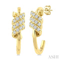 1/6 Ctw Round Cut Diamond Twine Fashion Half Hoop Earrings in 10K Yellow Gold