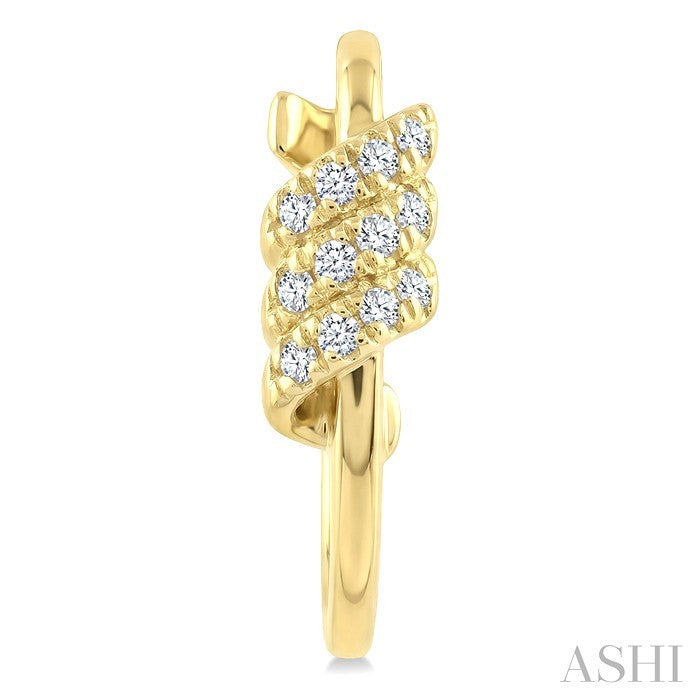 1/6 Ctw Round Cut Diamond Twine Fashion Half Hoop Earrings in 10K Yellow Gold
