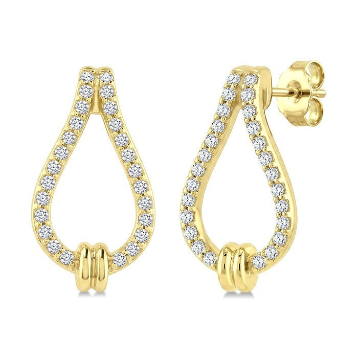 1/5 Ctw Round Cut Diamond Knot Link Fashion Earrings in 10K Yellow Gold