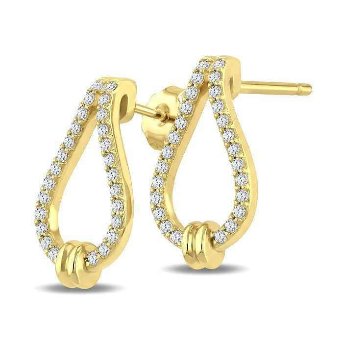 1/5 Ctw Round Cut Diamond Knot Link Fashion Earrings in 10K Yellow Gold