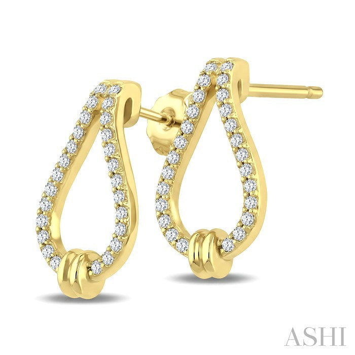 1/5 Ctw Round Cut Diamond Knot Link Fashion Earrings in 10K Yellow Gold