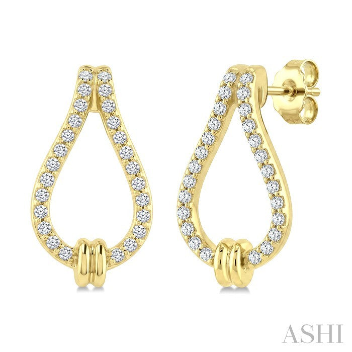 1/5 Ctw Round Cut Diamond Knot Link Fashion Earrings in 10K Yellow Gold
