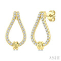 1/5 Ctw Round Cut Diamond Knot Link Fashion Earrings in 10K Yellow Gold