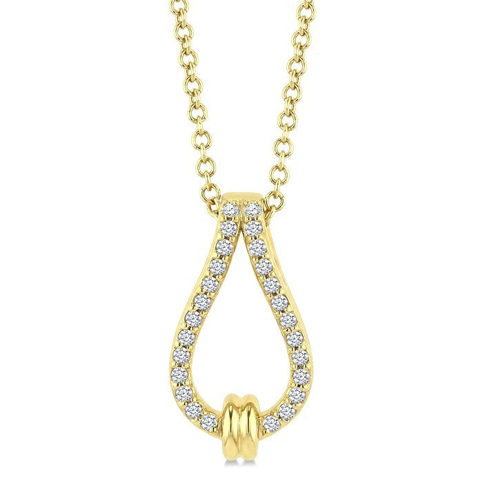1/10 Ctw Round Cut Diamond Knot Link Fashion Pendant With Chain in 10K Yellow Gold
