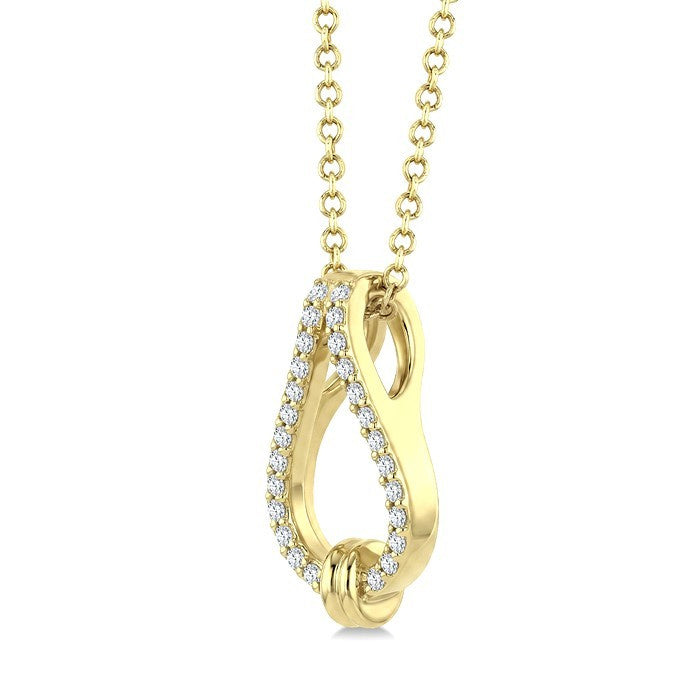1/10 Ctw Round Cut Diamond Knot Link Fashion Pendant With Chain in 10K Yellow Gold