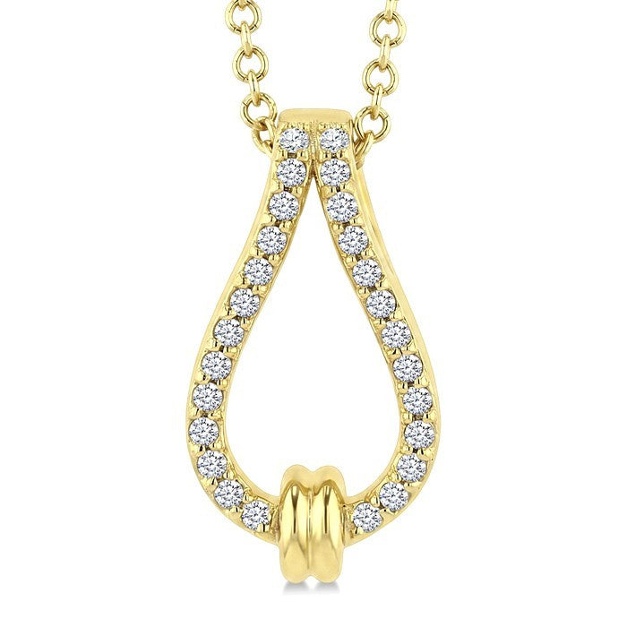 1/10 Ctw Round Cut Diamond Knot Link Fashion Pendant With Chain in 10K Yellow Gold