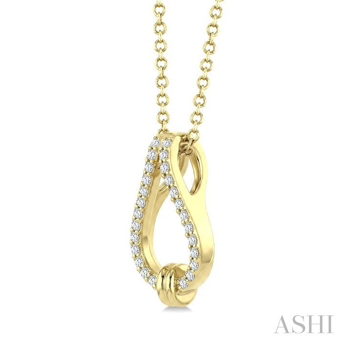 1/10 Ctw Round Cut Diamond Knot Link Fashion Pendant With Chain in 10K Yellow Gold