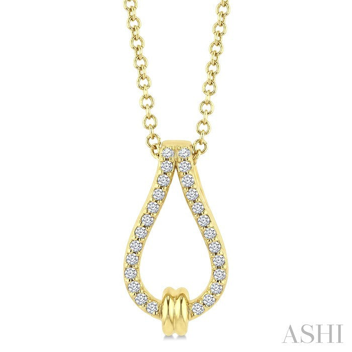 1/10 Ctw Round Cut Diamond Knot Link Fashion Pendant With Chain in 10K Yellow Gold