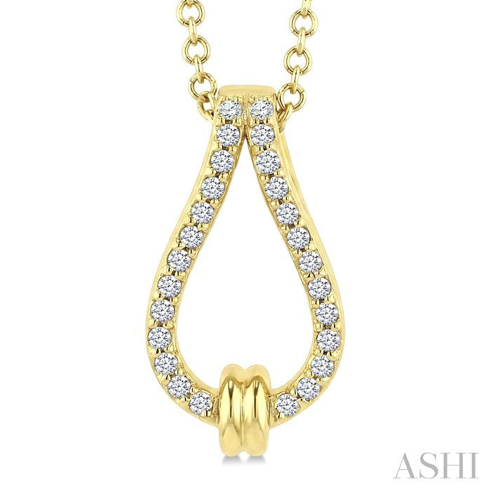 1/10 Ctw Round Cut Diamond Knot Link Fashion Pendant With Chain in 10K Yellow Gold
