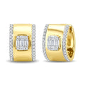 1/3 Ctw Baguette and Round Cut Diamond Fusion Huggie Earrings in 10K Yellow Gold