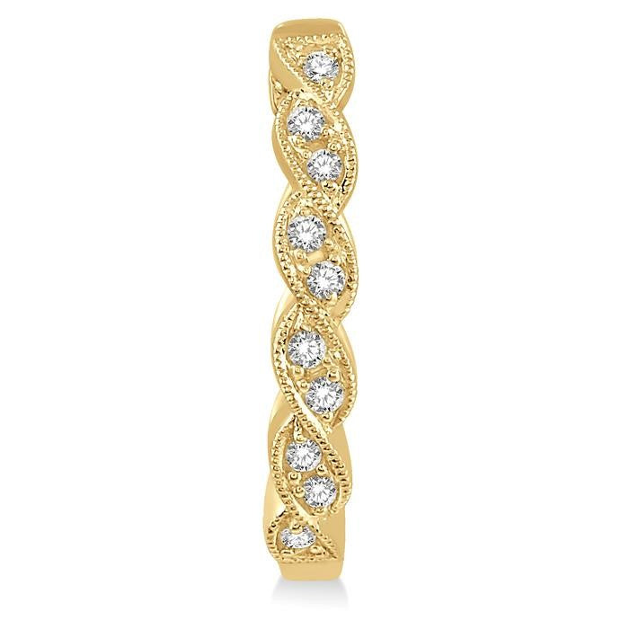 1/6 Ctw Braided Pattern Round Cut Diamond Hoop Earrings in 10K Yellow Gold
