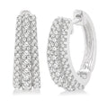 1/2 Ctw Triple Row Round Cut Diamond Huggie Petite Earrings in 14K White Gold