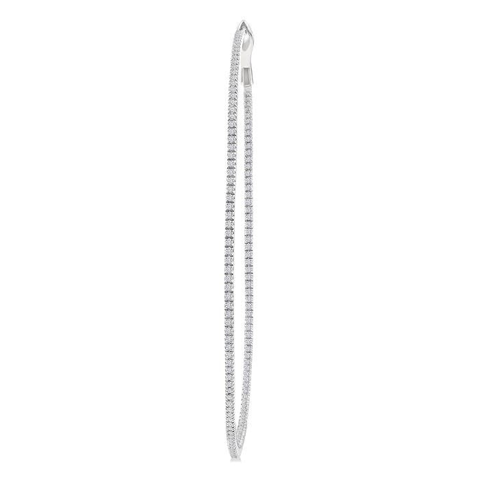 1 1/2 Ctw Inside & Outside Round Cut Diamond Hoop Earrings in 14K White Gold