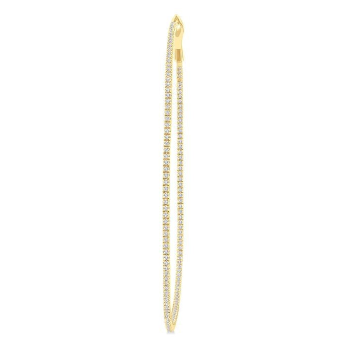 1 1/2 Ctw Inside & Outside Round Cut Diamond Hoop Earrings in 14K Yellow Gold