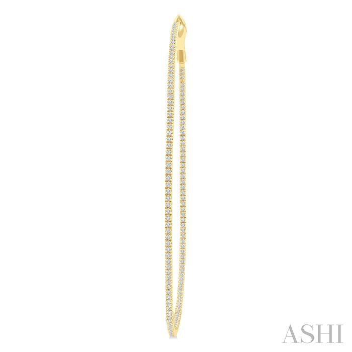 1 1/2 Ctw Inside & Outside Round Cut Diamond Hoop Earrings in 14K Yellow Gold