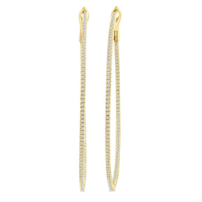 1 Ctw Inside & Outside Round Cut Diamond Hoop Earrings in 14K Yellow Gold