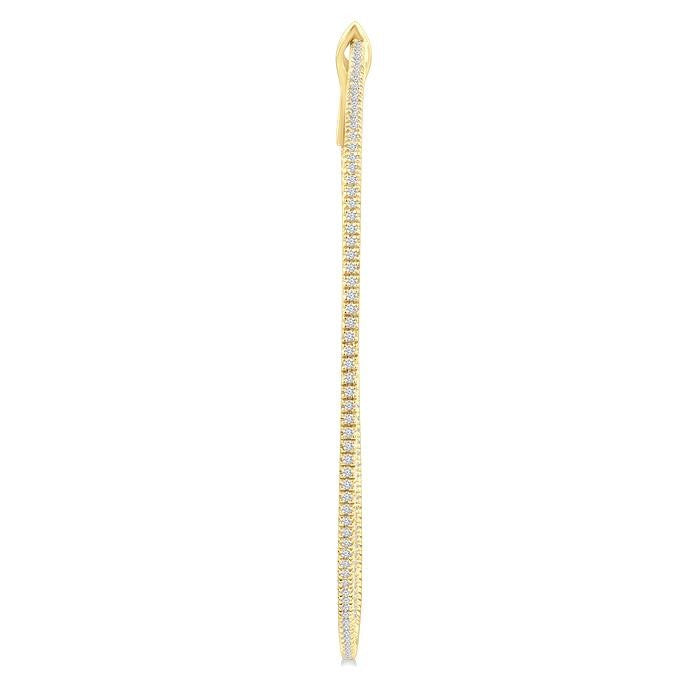 1 Ctw Inside & Outside Round Cut Diamond Hoop Earrings in 14K Yellow Gold