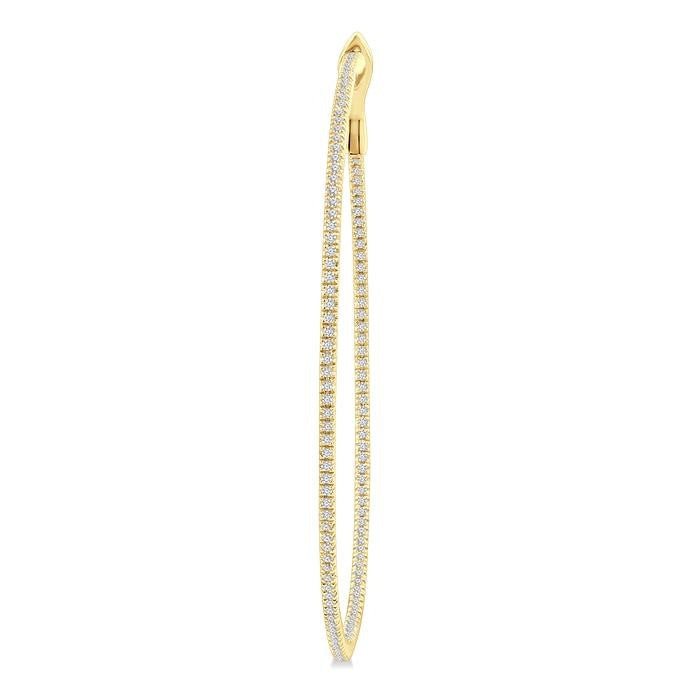 1 Ctw Inside & Outside Round Cut Diamond Hoop Earrings in 14K Yellow Gold