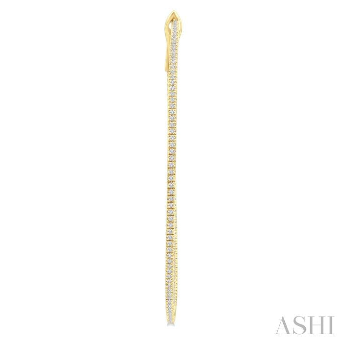 1 Ctw Inside & Outside Round Cut Diamond Hoop Earrings in 14K Yellow Gold