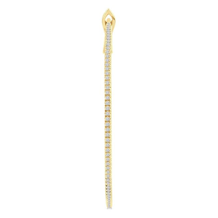 3/4 Ctw Inside & Outside Round Cut Diamond Hoop Earrings in 14K Yellow Gold