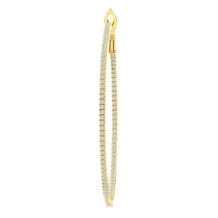 3/4 Ctw Inside & Outside Round Cut Diamond Hoop Earrings in 14K Yellow Gold