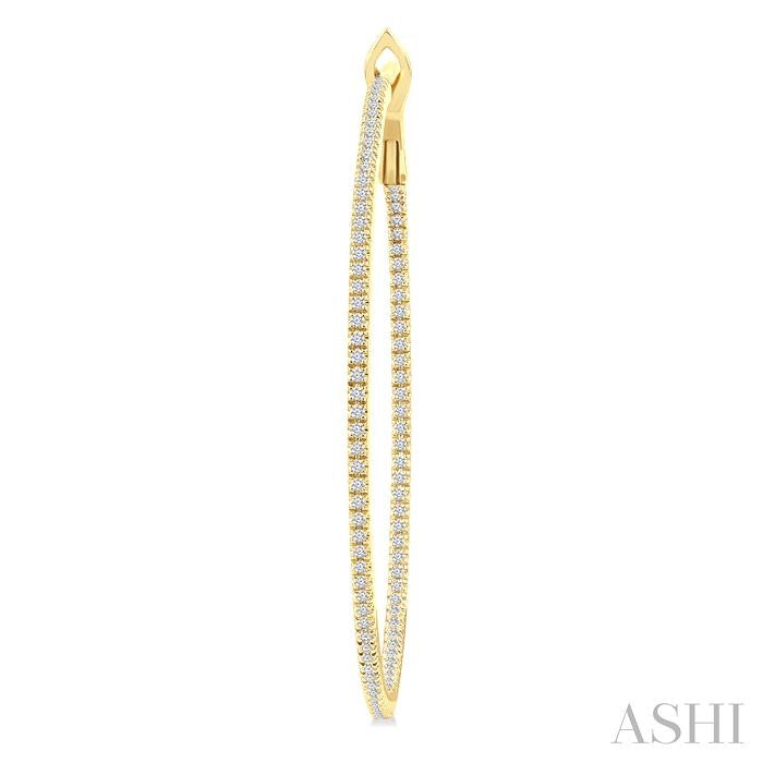 3/4 Ctw Inside & Outside Round Cut Diamond Hoop Earrings in 14K Yellow Gold