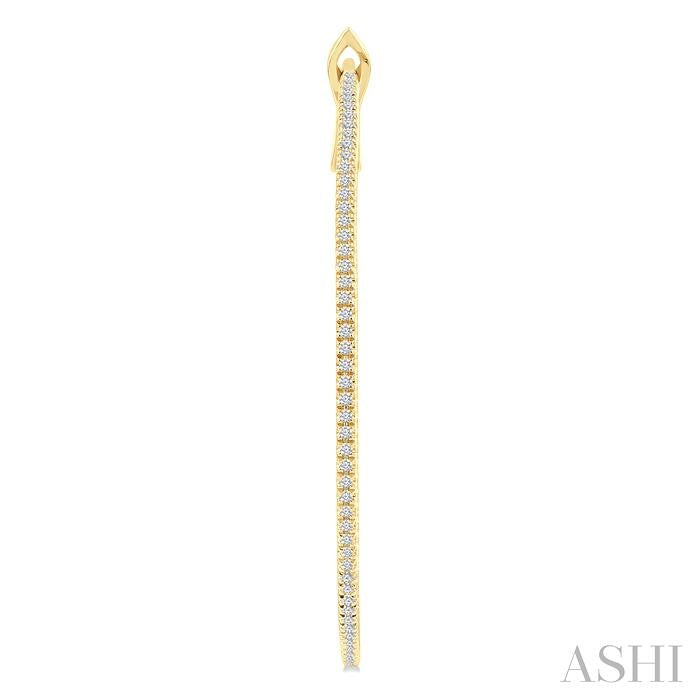 3/4 Ctw Inside & Outside Round Cut Diamond Hoop Earrings in 14K Yellow Gold