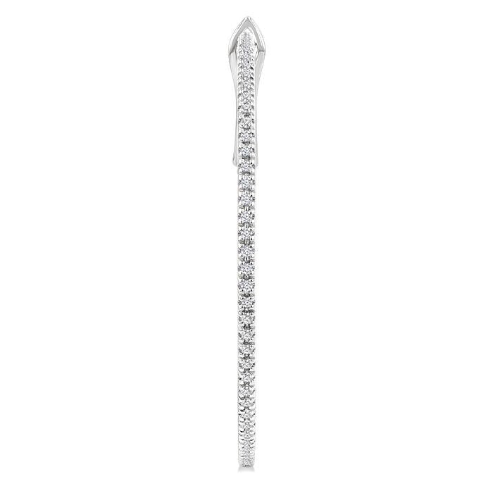 1/2 Ctw Inside & Outside Round Cut Diamond Hoop Earrings in 14K White Gold