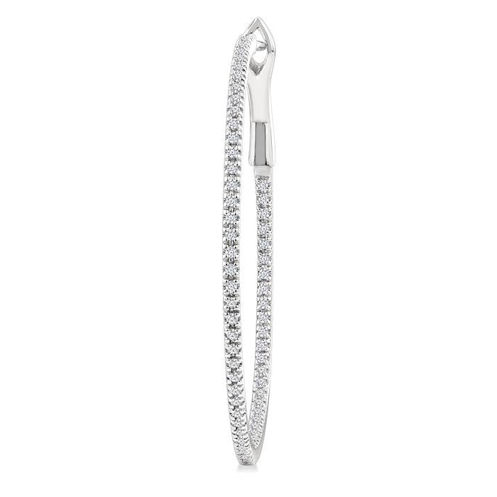 1/2 Ctw Inside & Outside Round Cut Diamond Hoop Earrings in 14K White Gold
