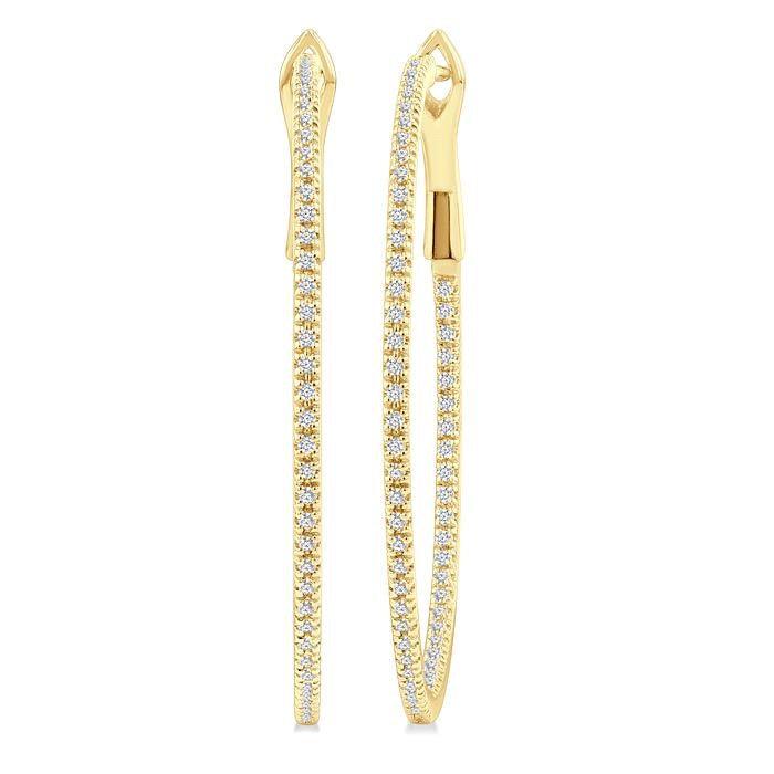 1/2 Ctw Inside & Outside Round Cut Diamond Hoop Earrings in 14K Yellow Gold