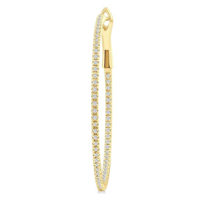 1/2 Ctw Inside & Outside Round Cut Diamond Hoop Earrings in 14K Yellow Gold