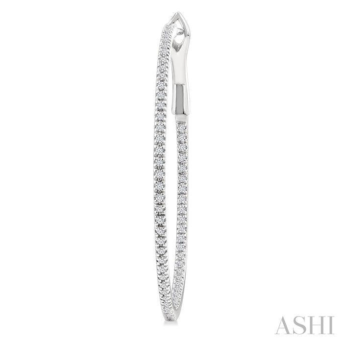 1/2 Ctw Inside & Outside Round Cut Diamond Hoop Earrings in 14K White Gold