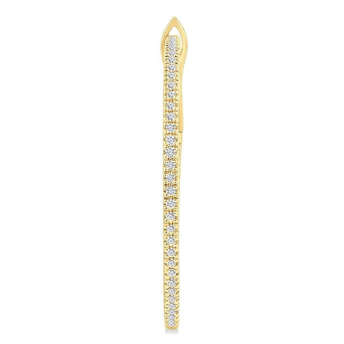 1/3 Ctw Inside & Outside Round Cut Diamond Hoop Earrings in 14K Yellow Gold