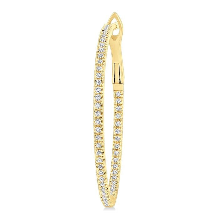 1/3 Ctw Inside & Outside Round Cut Diamond Hoop Earrings in 14K Yellow Gold