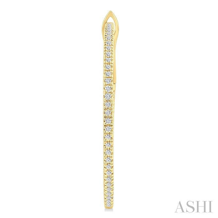 1/3 Ctw Inside & Outside Round Cut Diamond Hoop Earrings in 14K Yellow Gold