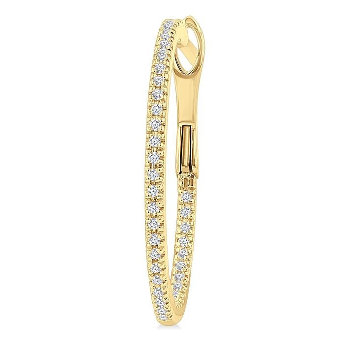 1/4 Ctw Inside & Outside Round Cut Diamond Hoop Earrings in 14K Yellow Gold