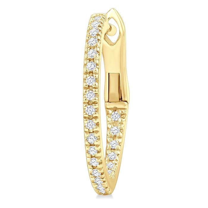 1/6 Ctw Inside & Outside Round Cut Diamond Hoop Earrings in 14K Yellow Gold
