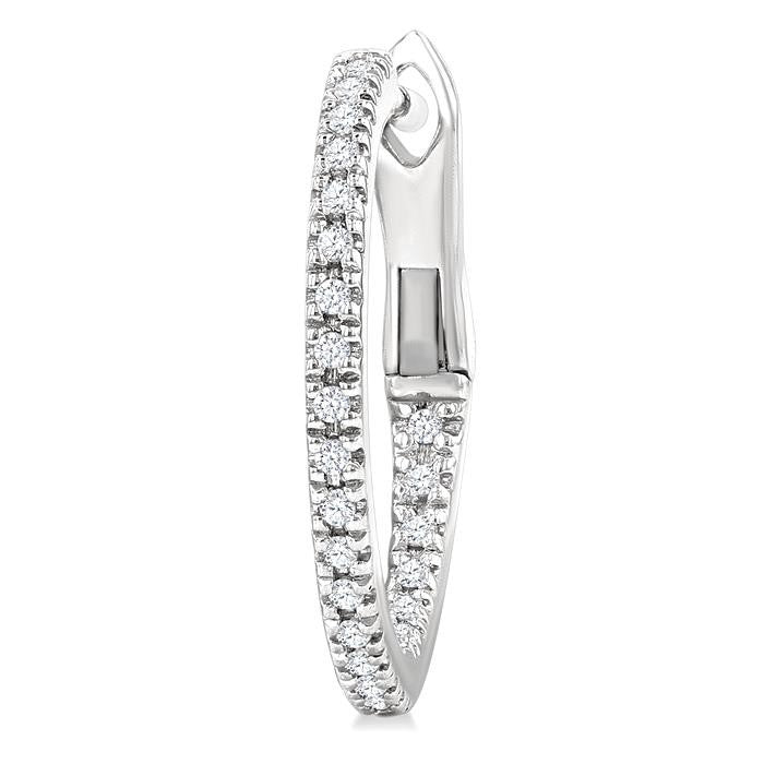 1/6 Ctw Inside & Outside Round Cut Diamond Hoop Earrings in 10K White Gold