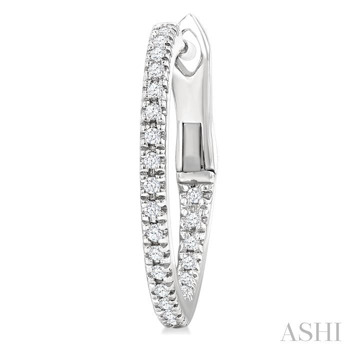 1/6 Ctw Inside & Outside Round Cut Diamond Hoop Earrings in 10K White Gold