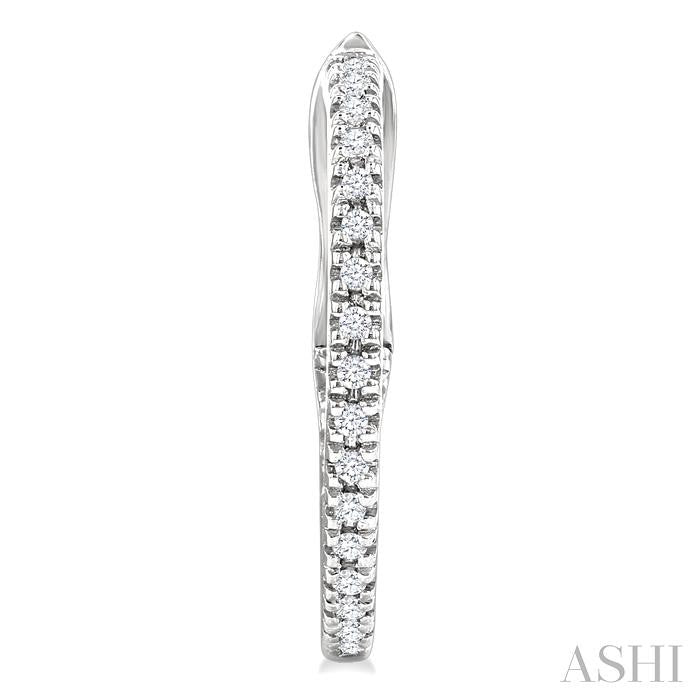 1/6 Ctw Inside & Outside Round Cut Diamond Hoop Earrings in 10K White Gold