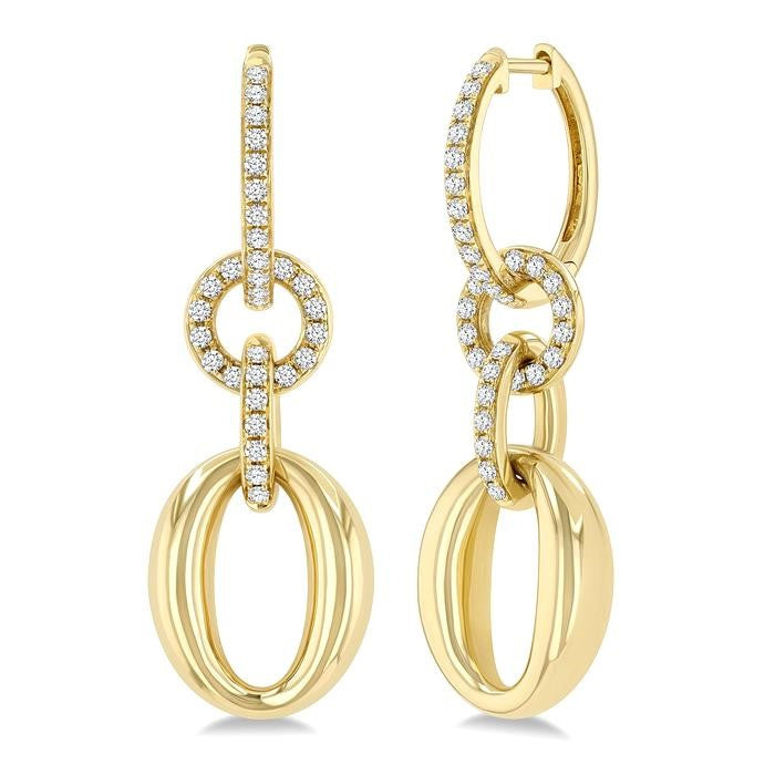 1/2 Ctw Interlocked Ovals and Circles Round Cut Diamond Aeris Gold Fashion Earrings in 14K Yellow Gold