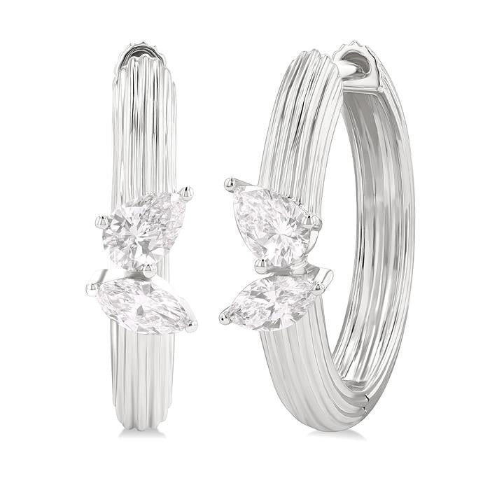 Ribbed Diamond Fashion Hoop Earrings